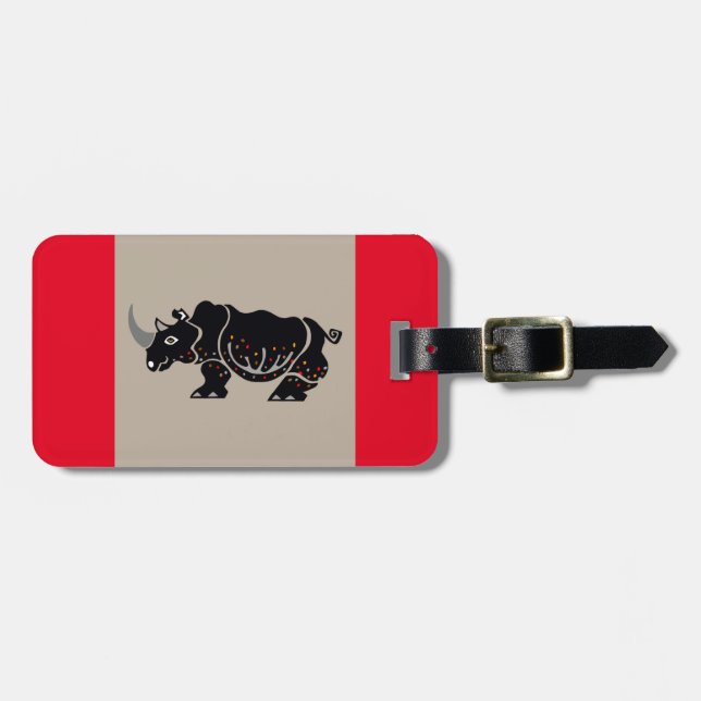 Endangered animal - African RHINO -Red Luggage Tag (Front Horizontal)