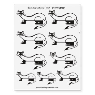 Endangered animal Black-footed FERRET - Wildlife - Temporary Tattoos