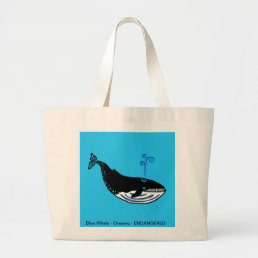 Endangered animal - Cool Blue WHALE Large Tote Bag