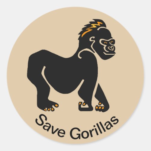Endangered animal _Cool Save GORILLAS  _Wildlife _ Classic Round Sticker