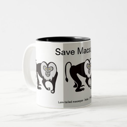 Endangered animal _ Cool Save MACAQUES _ Nature _ Two_Tone Coffee Mug