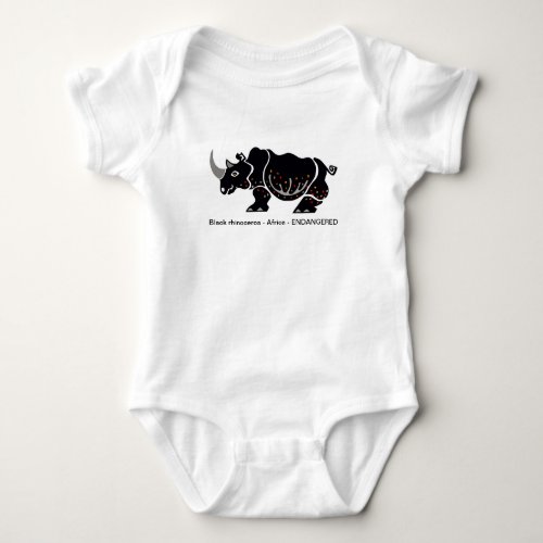 Endangered animal _ Cute black RHINO __ Nature Baby Bodysuit