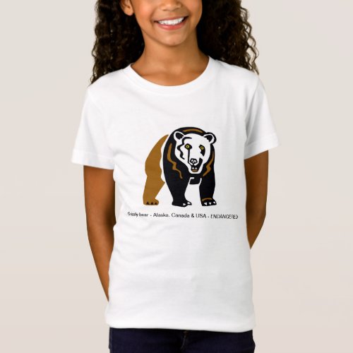 Endangered animal _ Cute  Grizzly bear _ Girls T_Shirt