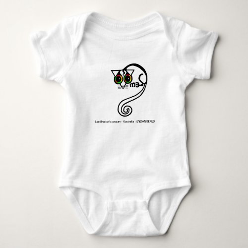 Endangered animal _ Cute Leadbeaters POSSUM _  Baby Bodysuit