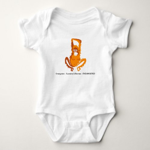 Endangered animal _ Cute ORANGUTAN  T_Shirt Baby Bodysuit