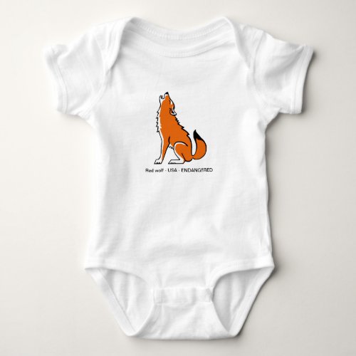 Endangered animal _ Cute Red WOLF_ Baby T_Shirt Baby Bodysuit
