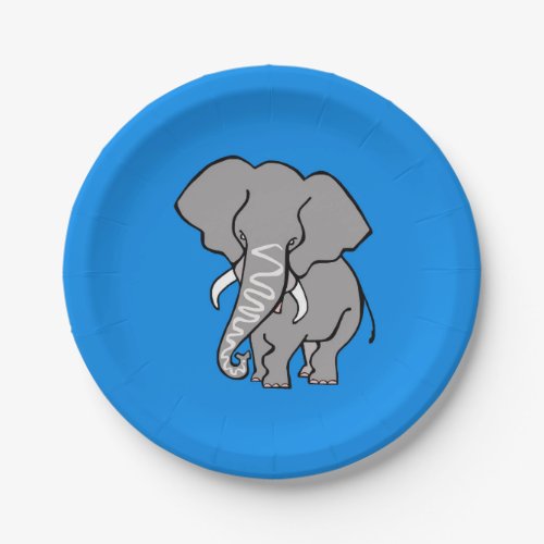 Endangered animal _ ELEPHANT Wildlife _ Blue party Paper Plates