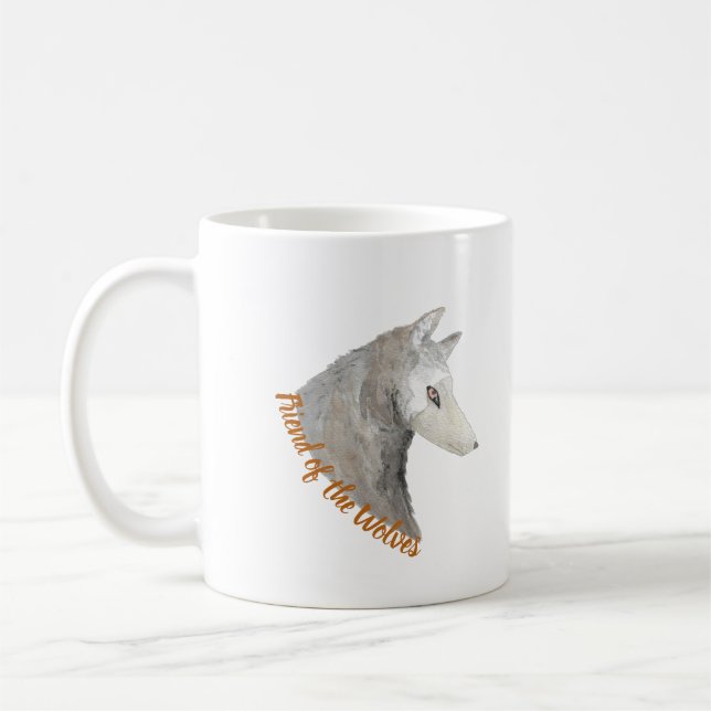 Endangered Animal Friend Wolves Watercolor Wolf Coffee Mug (Left)