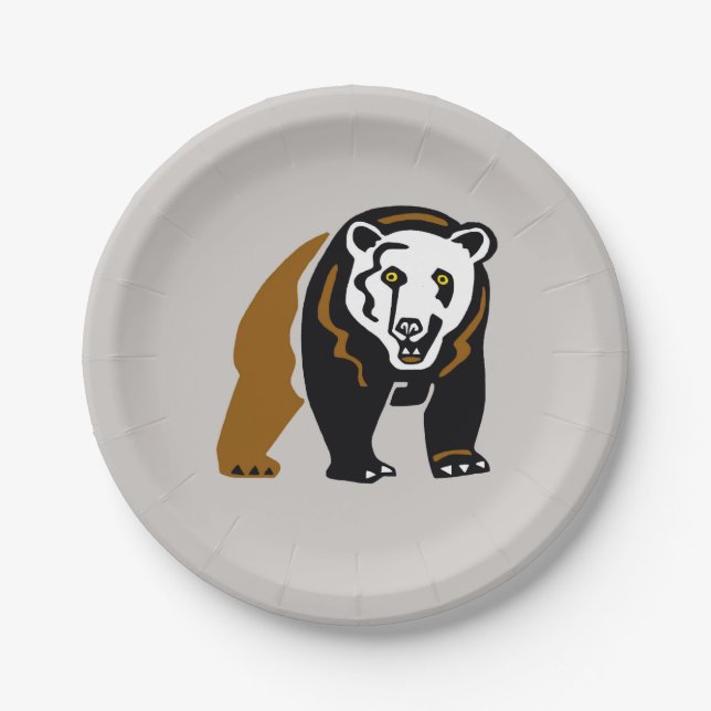  Endangered animal -Grizzly BEAR -Wildlife - Party Paper Plates (Front)