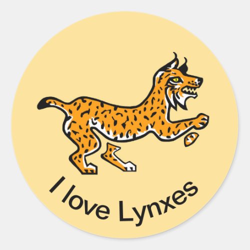 Endangered animal _I love LYNXES _ Wildlife Yellow Classic Round Sticker