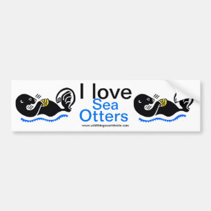 Endangered animal - I love Sea OTTERS - Nature Bumper Sticker