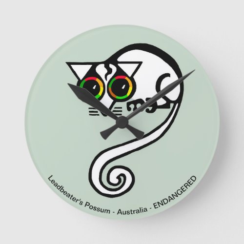 Endangered animal _ Leadbeaters POSSUM_ Australia Round Clock