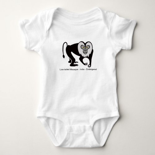 Endangered animal _ Lion_tailed MACAQUE_  Baby Bodysuit