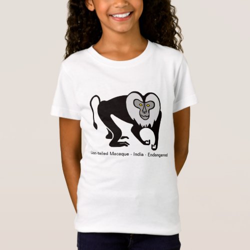Endangered animal _ Lion_tailed MACAQUE_ Girls  T_Shirt