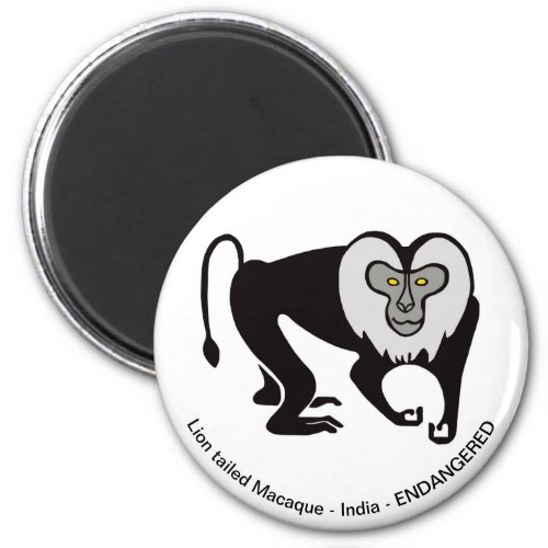 Endangered animal _ Lion_tailed MACAQUE _ Monkey  Magnet
