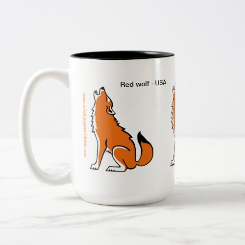 Endangered animal _ Red WOLF  _ Wildlife Two_Tone Coffee Mug