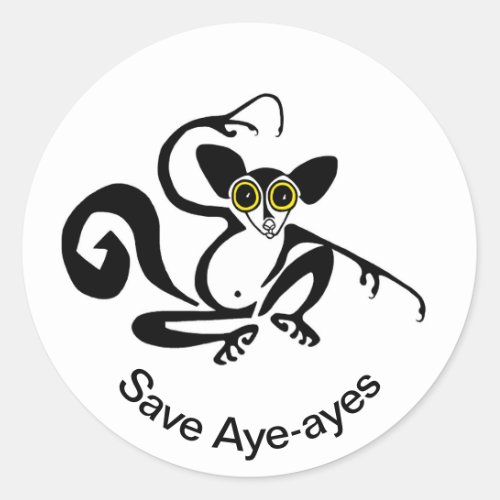 Endangered animal_ Save AYE_AYES  _Primate _ lemur Classic Round Sticker