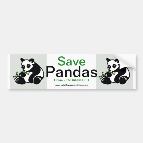Endangered animalSave PANDAS_  Wildlife warrior _ Bumper Sticker