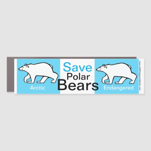 Endangered animal _ Save POLAR BEARS _ Arctic Blue Car Magnet