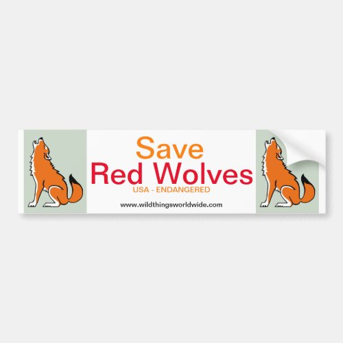 Endangered animal  Save Red WOLVES  _ Conservation Bumper Sticker
