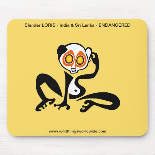 Endangered animal  Slender Slow LORIS _Yellow_  Mouse Pad