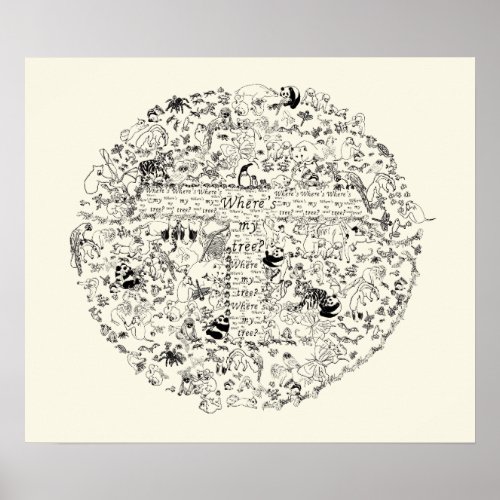 Endangered Animals Trees Planet Earth Drawing Art Poster