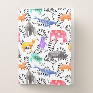 Endangered Animals Watercolor Pattern Pocket Folder