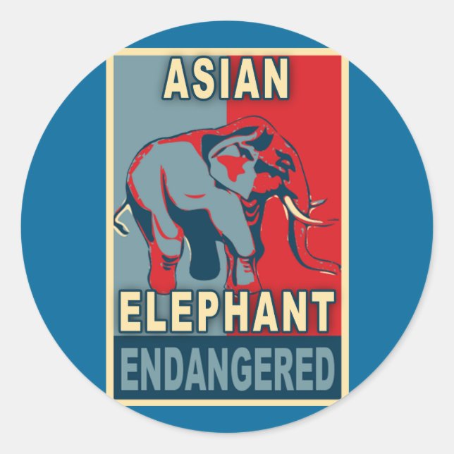 Endangered Asian Elephant Pop Art Tshirts Classic Round Sticker (Front)