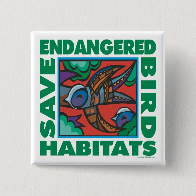 Endangered Birds Pinback Button (Front)