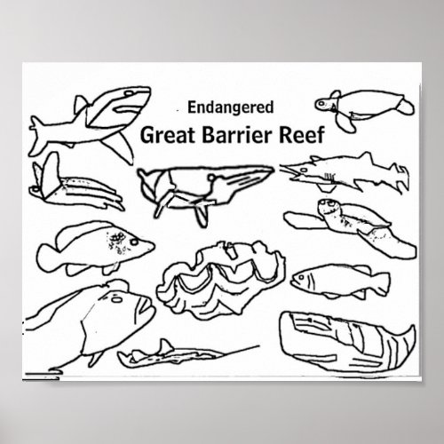 Endangered Great Barrier Reef Coloring Poster