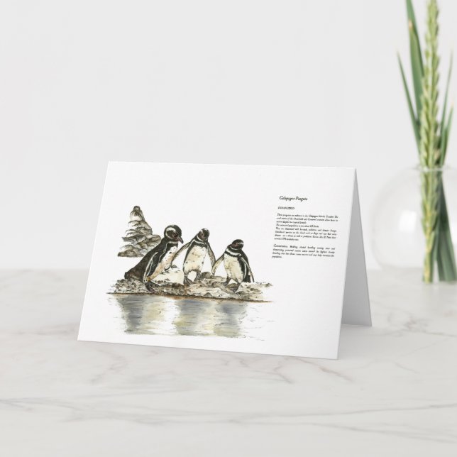  Endangered Hand Painted Print Penguins Thank you  (Front)