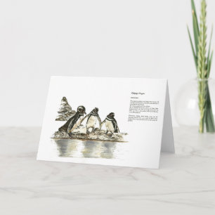  Endangered Hand Painted Print Penguins Thank you  Card