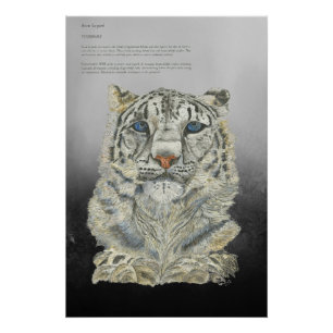 Endangered Hand Painted Print Snow Leopard poster