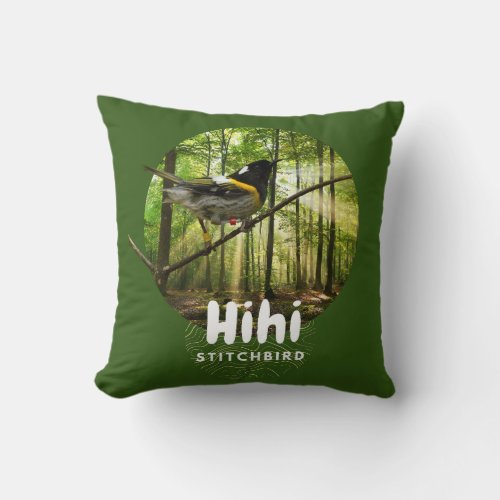 Endangered hihi bird _ nz stitchbird throw pillow