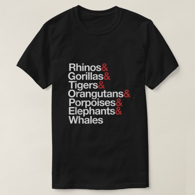 Endangered List of Animals Species Awareness  T-Shirt (Design Front)