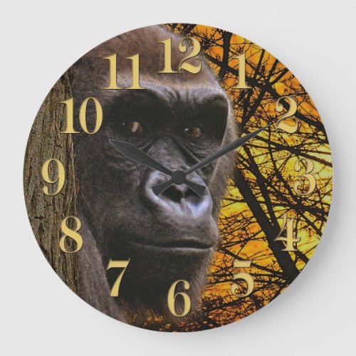 Endangered Lowland Gorilla  Rainforest Large Clock