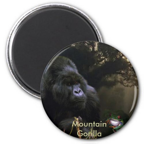 Endangered Mountain Gorilla  Tree Frog Art Magnet