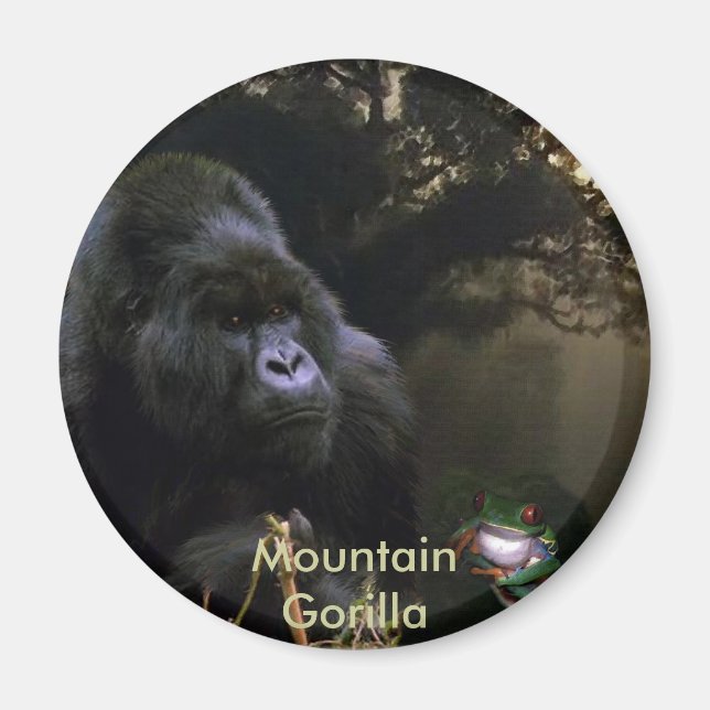 Endangered Mountain Gorilla & Tree Frog Art Magnet (Front)