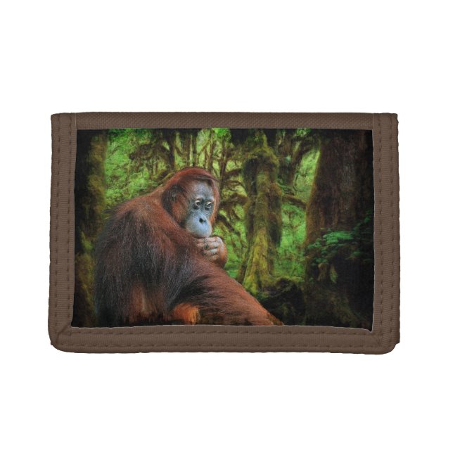 Endangered Orangutan & Rainforest Primate Image Trifold Wallet (Front)