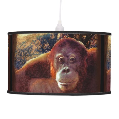 Endangered Orangutan  Rainforest Wildlife Art 2 Ceiling Lamp