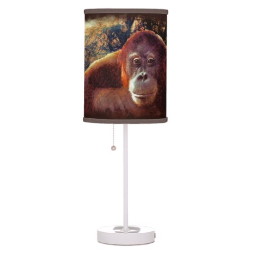 Endangered Orangutan  Rainforest Wildlife Art 2 Table Lamp
