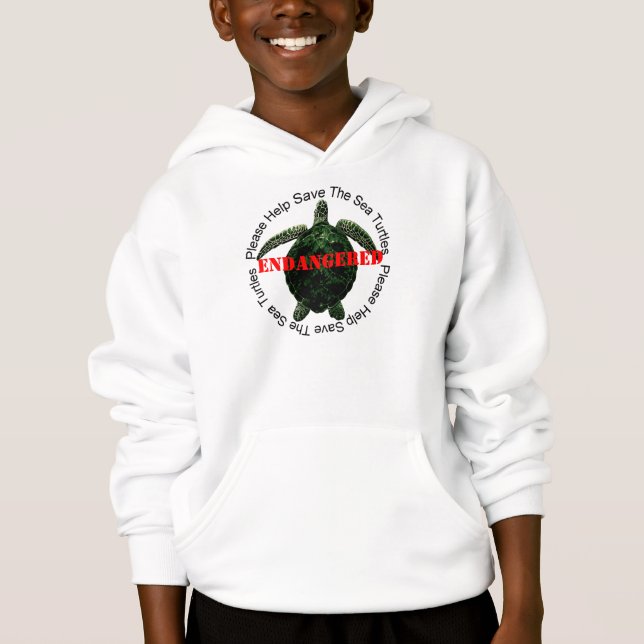 Endangered Sea Turtles Kids' Hanes ComfortBlend® Hoodie (Front)