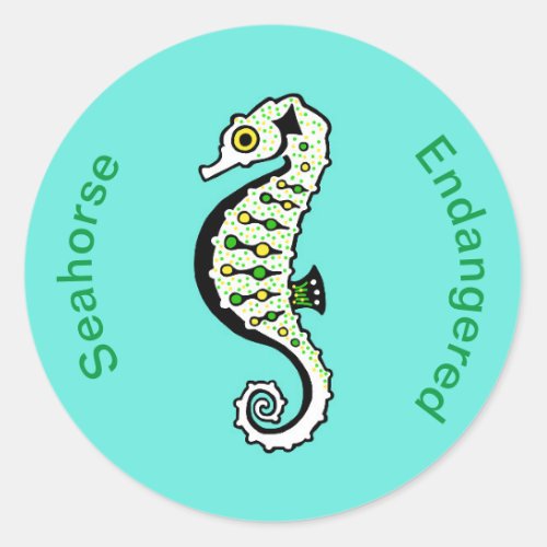 Endangered species _ Cute Knysna SEAHORSE _ Aqua Classic Round Sticker