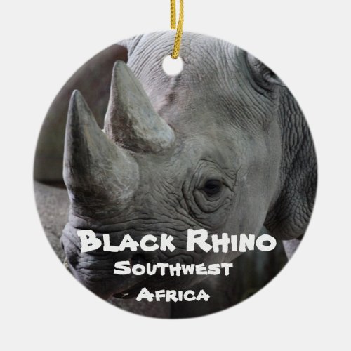 Endangered Species Series Black Rhino Ceramic Ornament