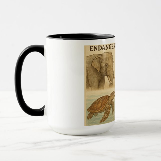 Endangered Species Vintage Illustration  Mug (Left)