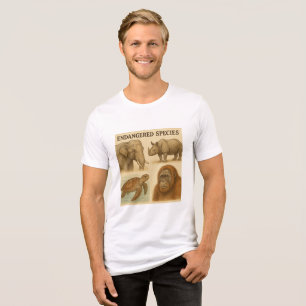 Endangered Species Vintage Illustration Tri-Blend Shirt