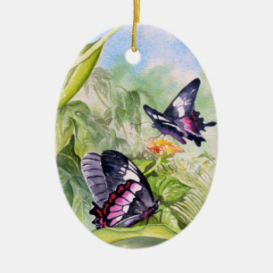 Endangered Tropical Butterflies Fine Art Ceramic Ornament