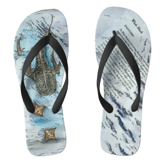 Endangered Whale Shark Hand painted Flip Flops (Footbed)
