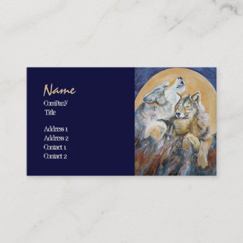 Endangered Wolf Baying at the Moon Business Cards