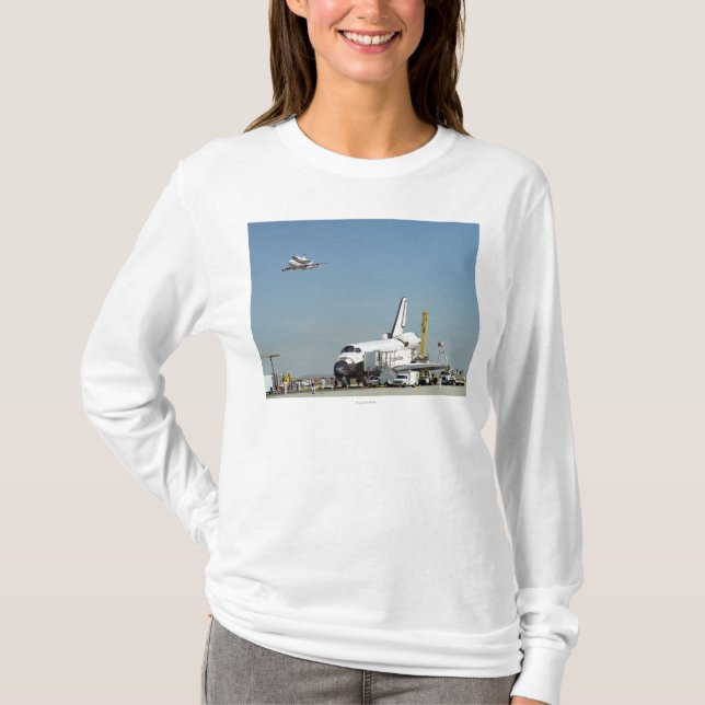 Endeavour on Runway with Columbia on SCA Overhea T-Shirt (Front)